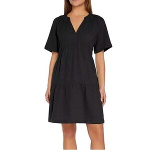 GAP Black Crinkle Gauze Tiered Dress Size M
